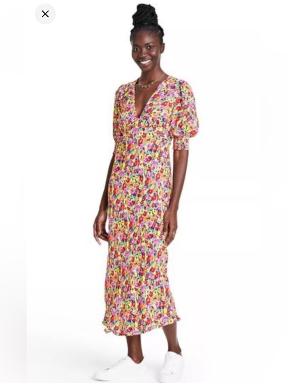 RIXO for Target Multicolor Floral V-Neck Midi Dress
